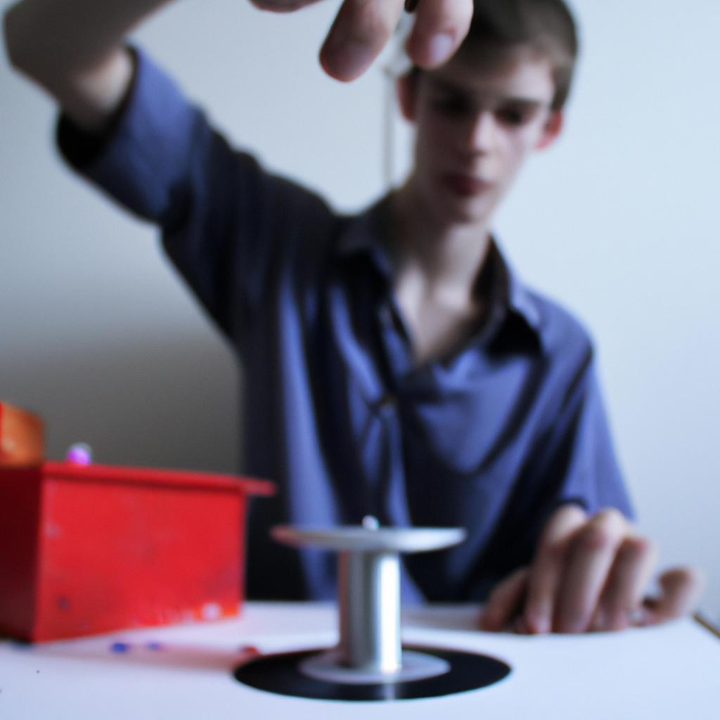 Person studying physics, conducting experiments